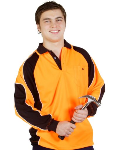 BWP86 Hi Vis Cooldry Side panel long sleeve polo
