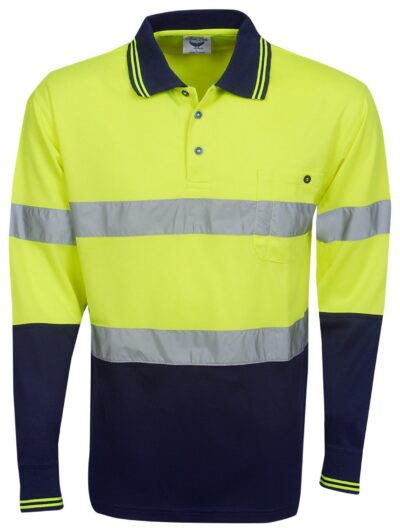 BWP91 Day/Night Hi Vis Cooldry Long sleeve Polo - Image 3