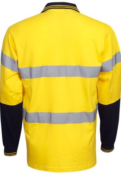BWP95 100% Cotton D/N Hi Vis Long sleeve Polo - Image 3