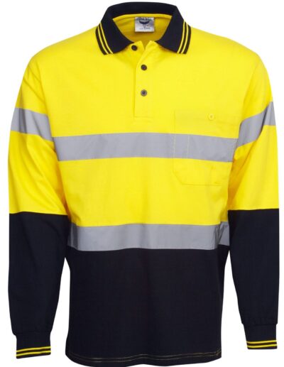 BWP95 100% Cotton D/N Hi Vis Long sleeve Polo - Image 4